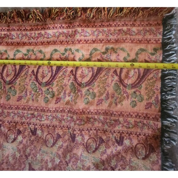Vintage Reversible Tapestry Blanket Throw 68"x52" Bohemian musical Christmas - Picture 4 of 4